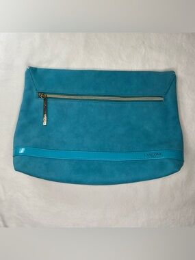Lancôme Turquoise Blue Suede Clutch Makeup Bag